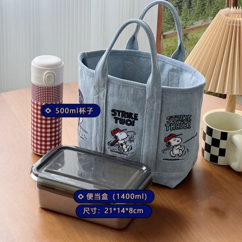 New Snoopy Comic Denim Tote, L - Embroidery Workshop reseña y precio