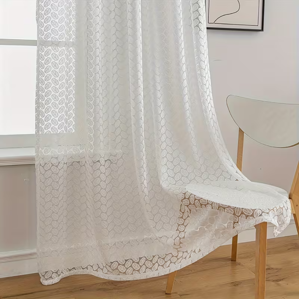 2PCS white leaf lace curtain,  - Embroidery Lace reseña y precio