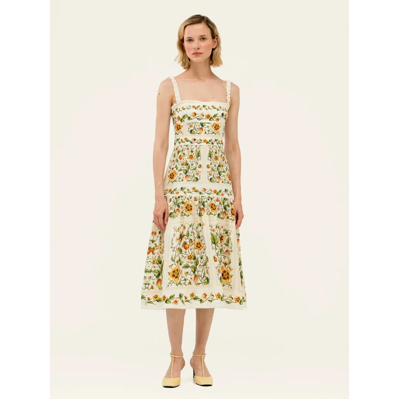 2026 Women Yellow Floral Embro - Embroidery Yellow Dress reseña y precio