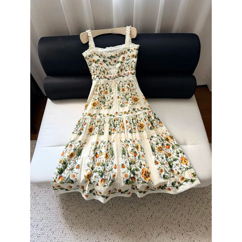 2026 Women Yellow Floral Embro - Embroidery Yellow Dress reseña y precio