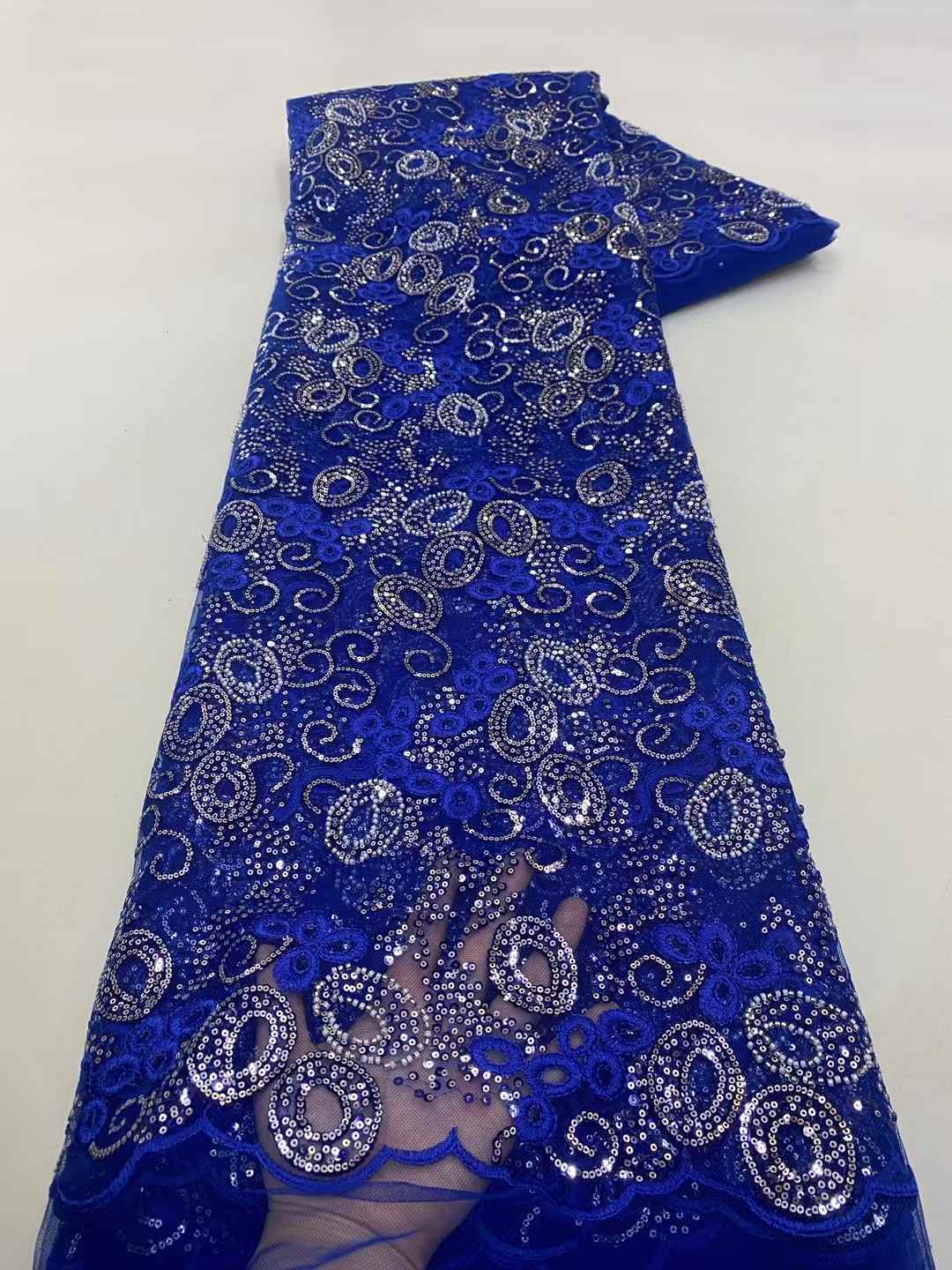 Blue African Tulle Lace Fabric - Embroidery Net Dress reseña y precio