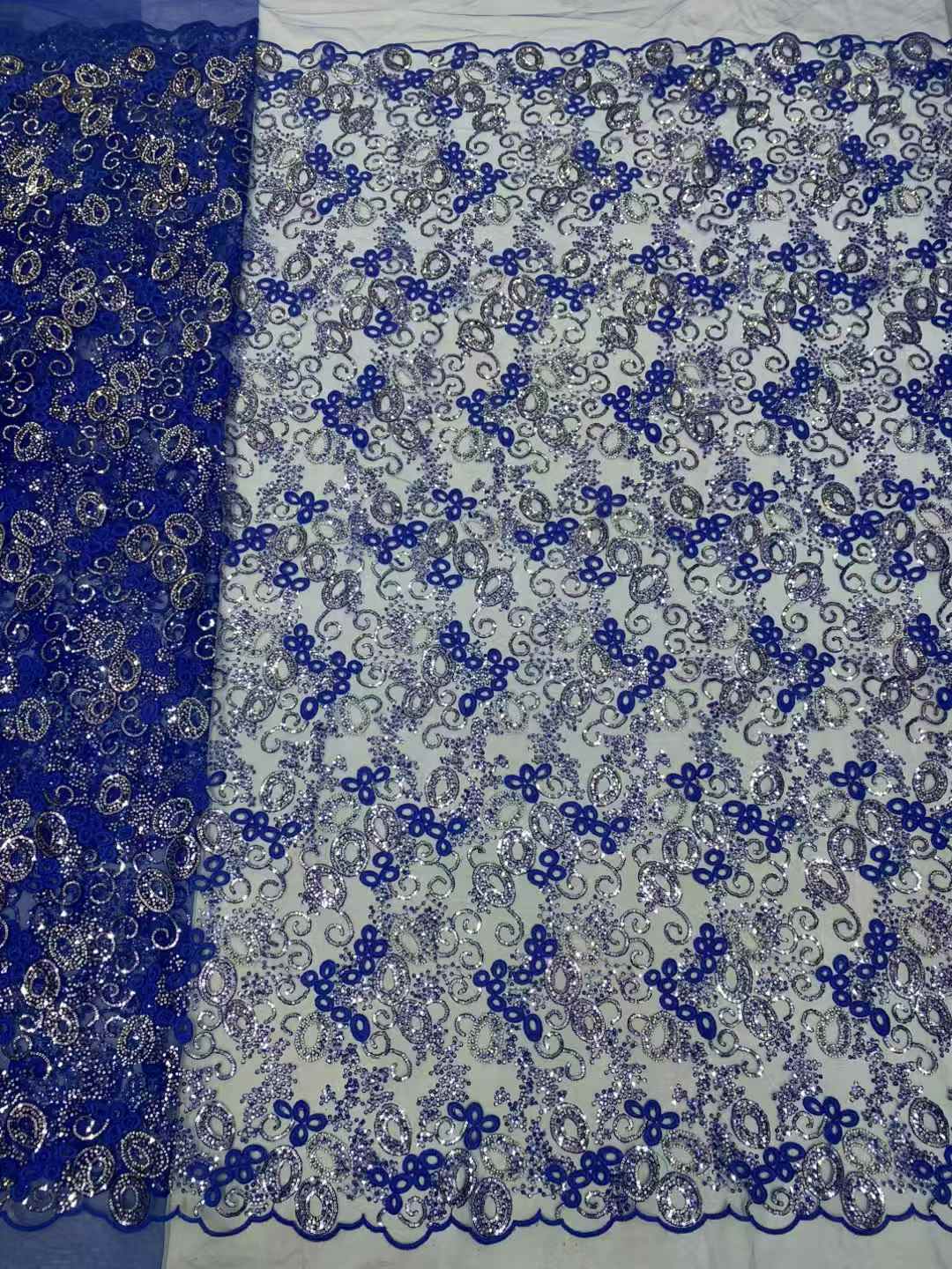 Blue African Tulle Lace Fabric - Embroidery Net Dress reseña y precio