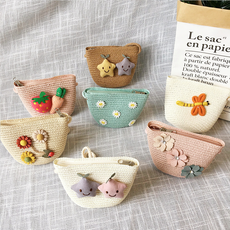Summer Children's Straw Woven  - Embroidery Wallet reseña y precio