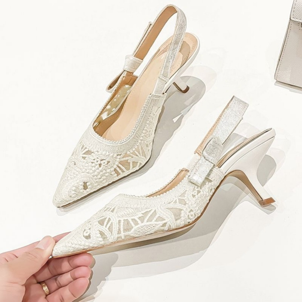 Genuine Leather High Heel Sand - Embroidery Shoes reseña y precio