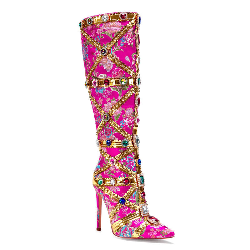 Multicolor Gemstone Gold Trim  - Embroidery Shoes reseña y precio