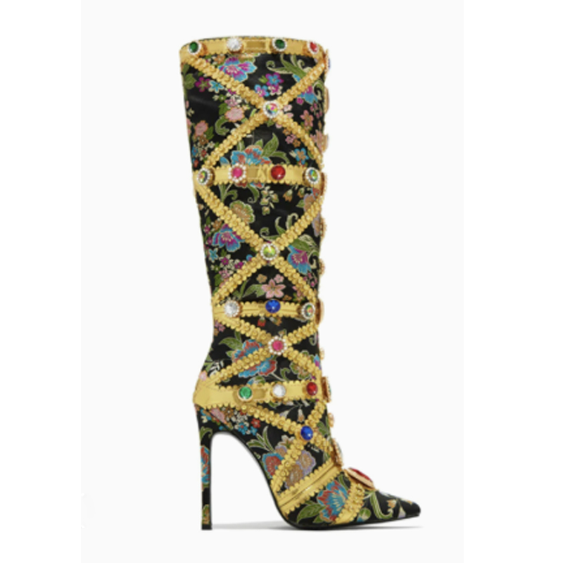 Multicolor Gemstone Gold Trim  - Embroidery Shoes reseña y precio