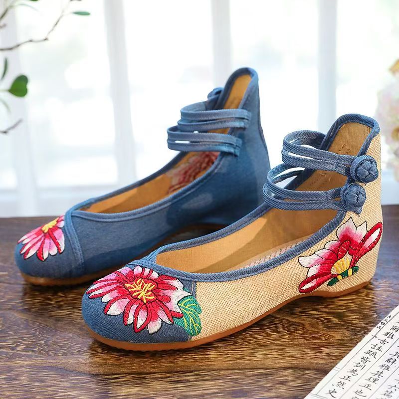 Woman Wedges Embroidered Cloth - Embroidery Shoes reseña y precio