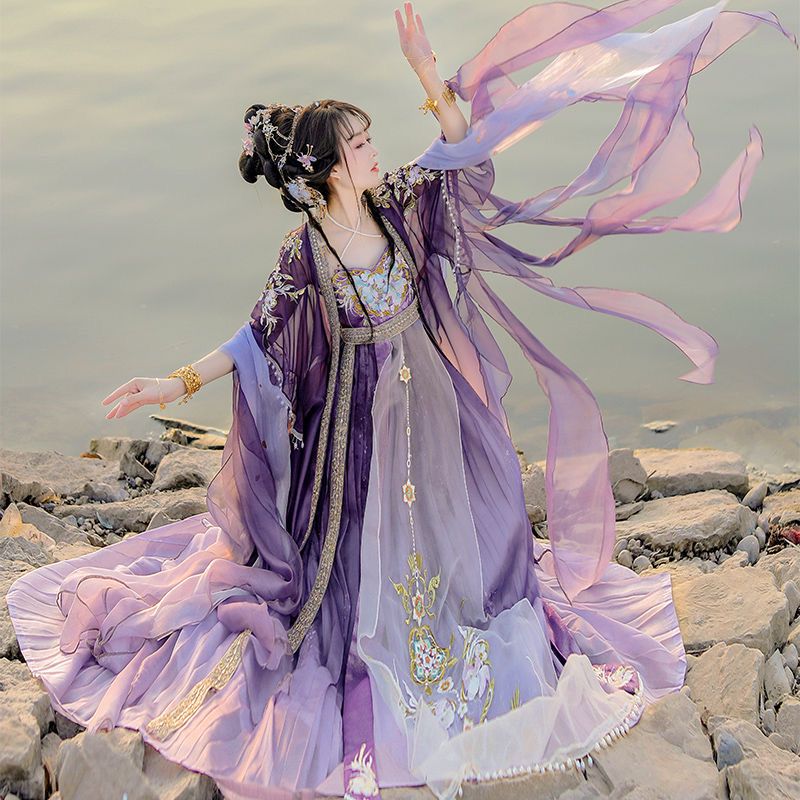 Chinese Hanfu Dress Women Trad - Embroidery Yellow Dress reseña y precio