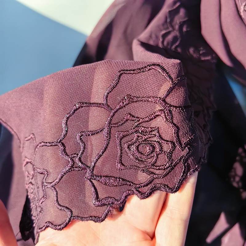 Purple Chiffon Hijab Shawls Wo - Embroidery Hijab reseña y precio