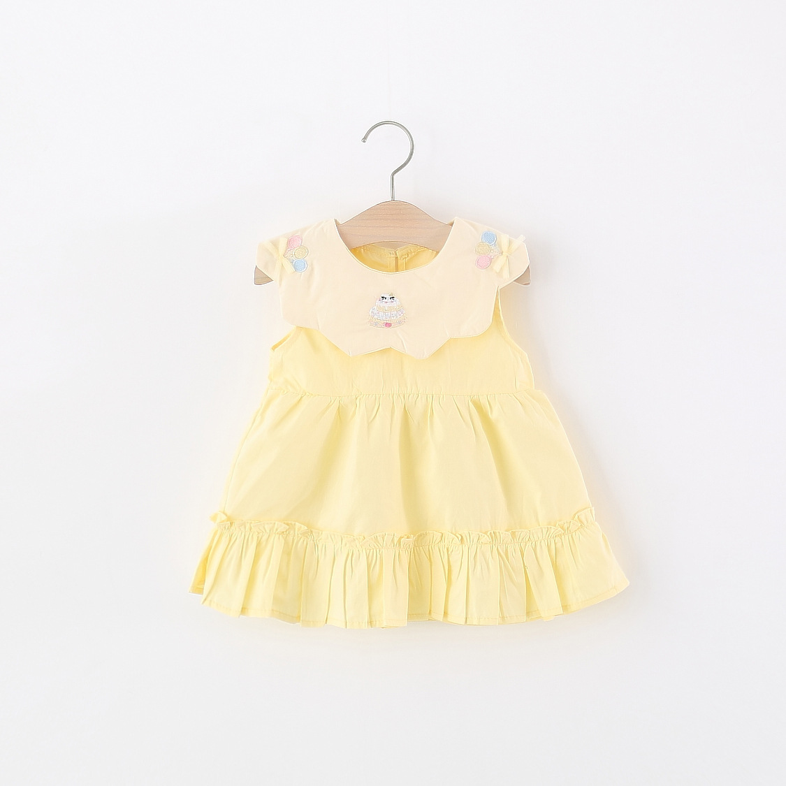 Toddler Girl Yellow Cotton Dre - Embroidery Yellow Dress reseña y precio