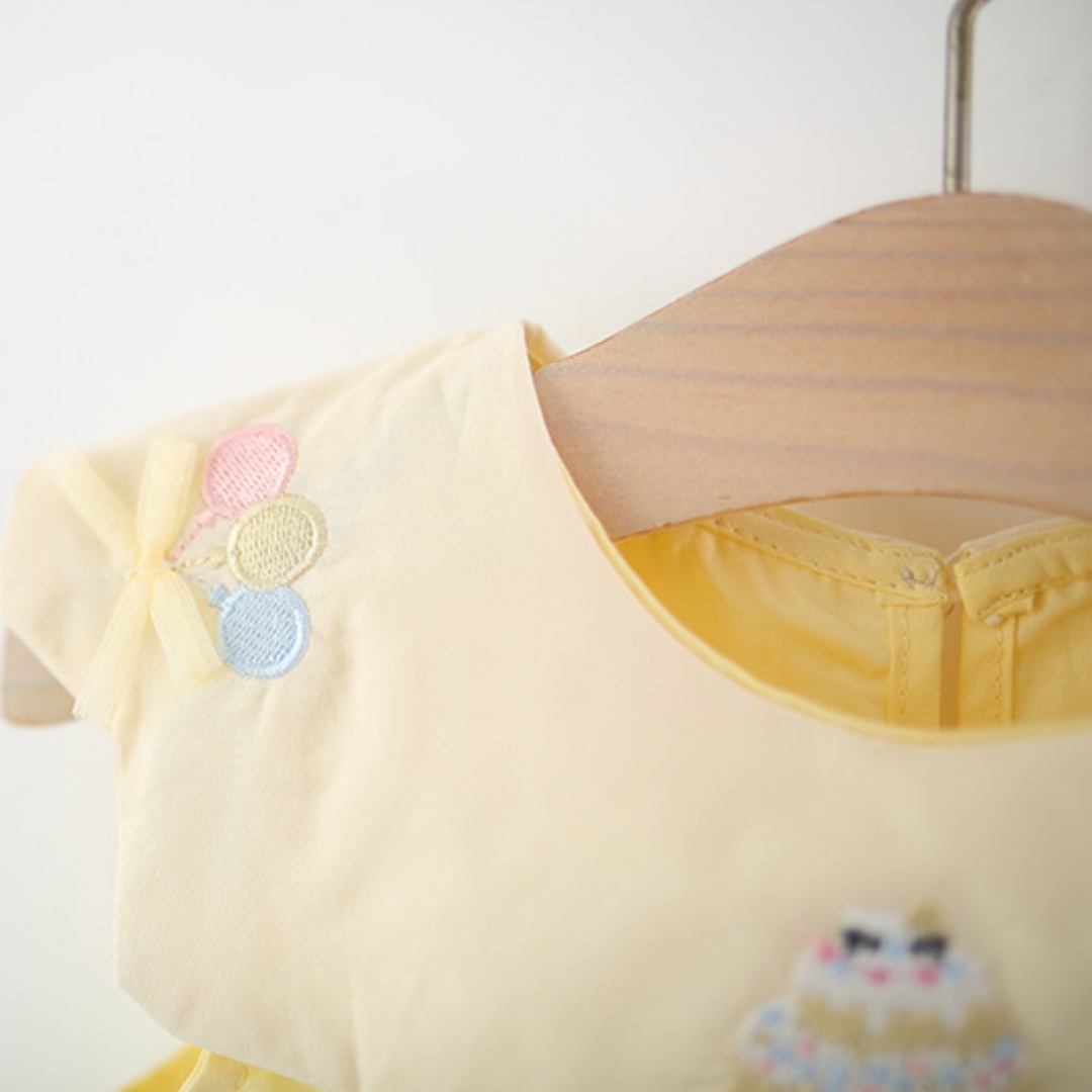 Toddler Girl Yellow Cotton Dre - Embroidery Yellow Dress reseña y precio