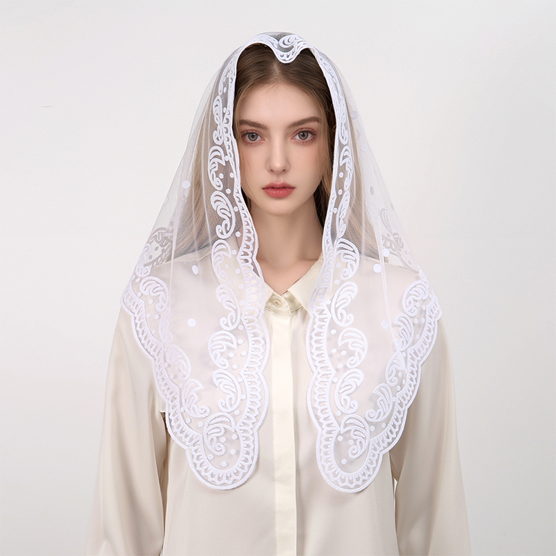 1Pc Women's Elegant Solid Colo - Embroidery Hijab reseña y precio