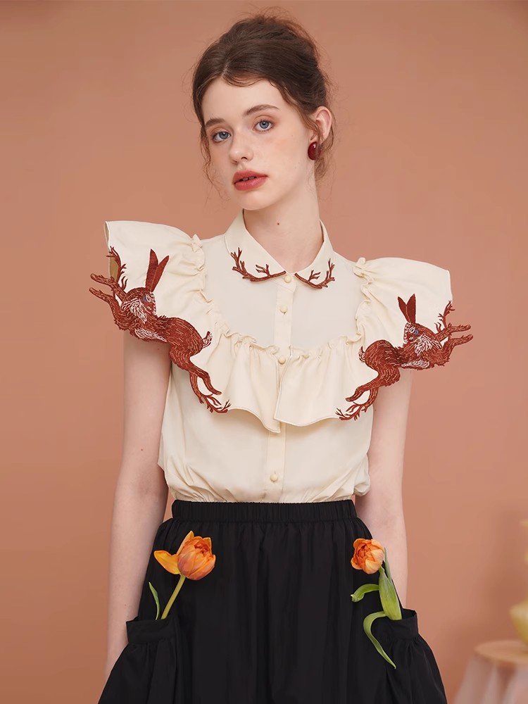 Rabbit Embroidered Shirt for W - Embroidery Rabbit reseña y precio