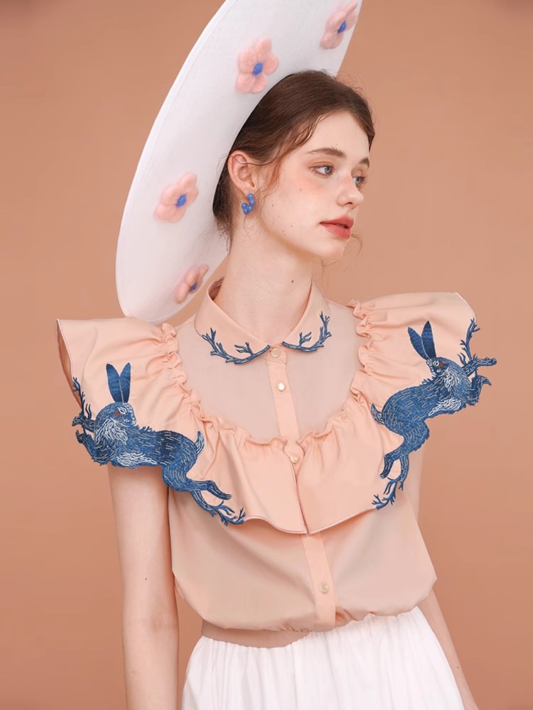 Rabbit Embroidered Shirt for W - Embroidery Rabbit reseña y precio